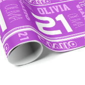Sportaangepaste naam leeftijdsmeisjes 21e verjaard cadeaupapier (Rol Hoek)