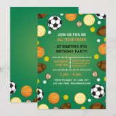 Sportachtergronduitnodiging Kaart (Voorkant / Achterkant)