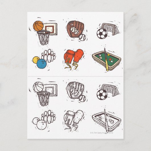 Sportapparatuur tegen wit briefkaart (Voorkant)