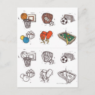 Sportapparatuur tegen wit briefkaart