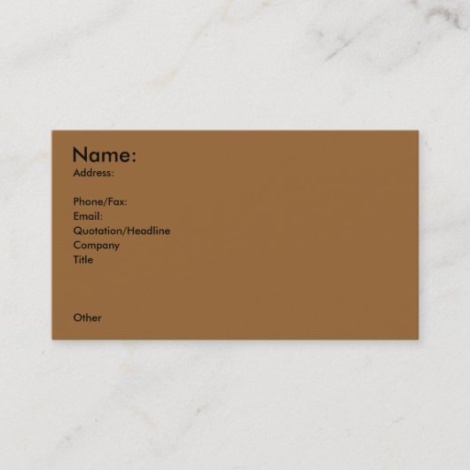 Sportartikelen (Boogschieten op rug) Profielkaart Visitekaartje (Voorkant)