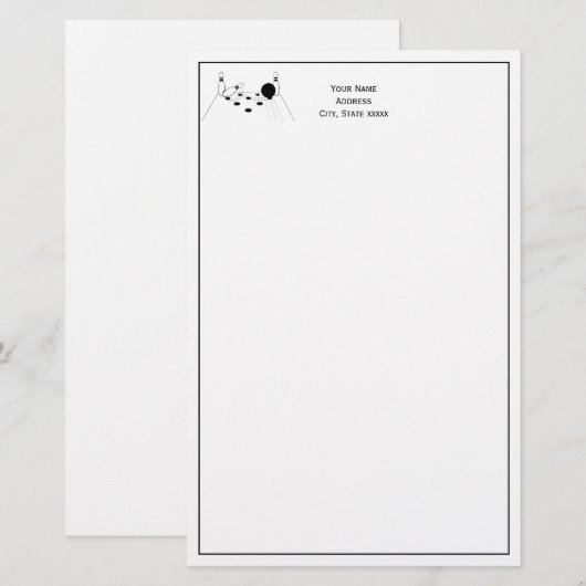Sportartikelen voor Bowling Ball en Pins Briefpapier (Voorkant / Achterkant)