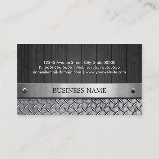 Sportarts - hout en metaallook visitekaartje (Achterkant)