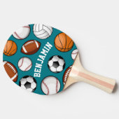 Sportassortiment Aangepaste naam Blauwgroen Tafeltennisbatje (Zijkant)