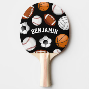 Sportassortiment persoonlijke naam zwart tafeltennisbatje