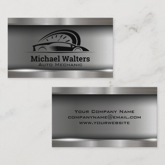 Sportauto Auto Toerenteller Logo | Metaal Visitekaartje (Voorkant / Achterkant)