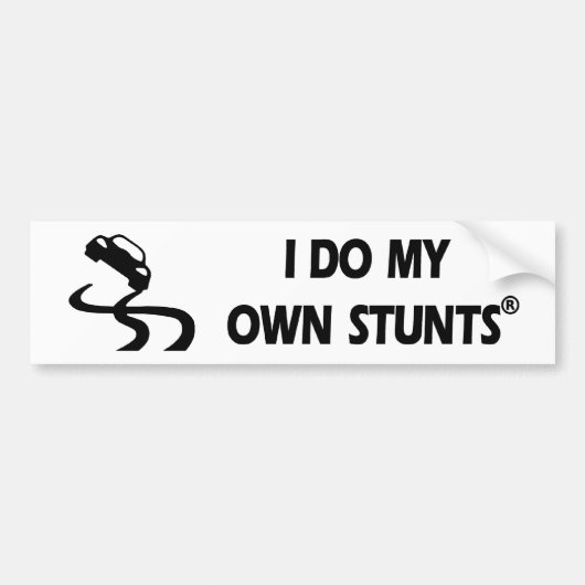Sportauto M'n Eigen Stunts Bumpersticker (Voorkant)