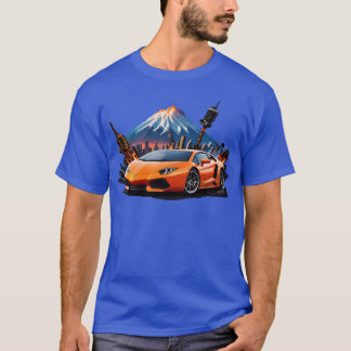 Sportauto Mt Fuji Achtergrond retro jongen T-shirt