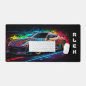 Sportauto op een graffiti met voornaam bureaumat (Keyboard & Muis)