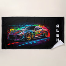 Sportauto op een graffiti met voornaam