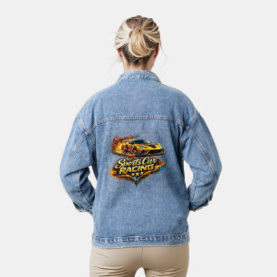 Sportauto Racing Fire Grafische Dames Denim Jas Jacket