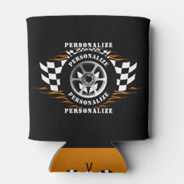 Sportauto Racing Geruite Vlag Wiel Vlammen Pro Blikjeskoeler