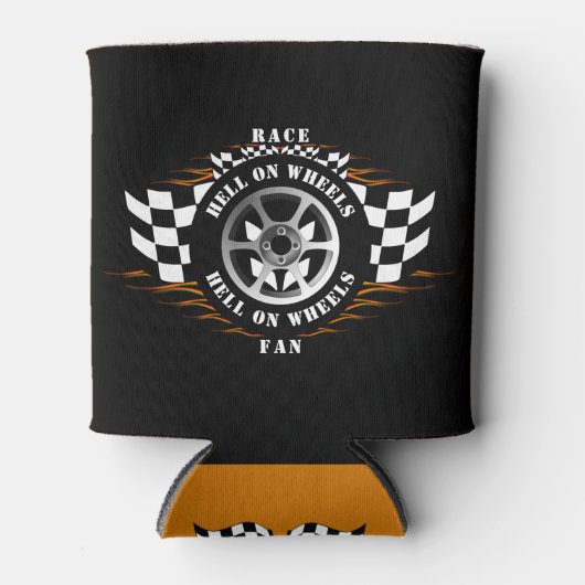 Sportauto Racing Hell op Wielen Checkered Pro Blikjeskoeler (Voorkant)