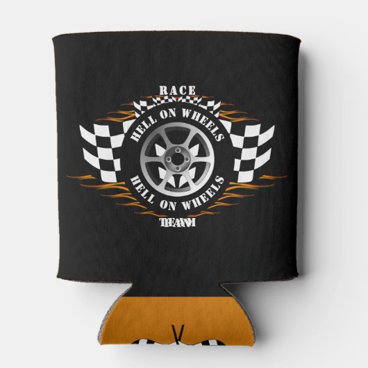 Sportauto Racing Hell op Wielen Checkered Pro Blikjeskoeler (Achterkant)