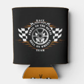 Sportauto Racing Vlammen Burnout Geruite vlag Blikjeskoeler (Achterkant)