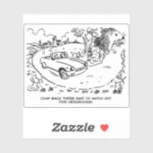 Sportauto-stuurprogramma en egel-Cartoon. Sticker (Vel)