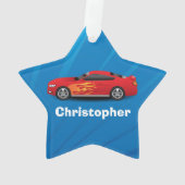Sportauto's Kinder jongens Helderblauw met rood Ornament (achterkant)