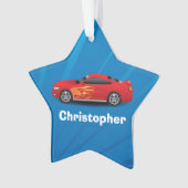 Sportauto's Kinder jongens Helderblauw met rood Ornament (voorkant)