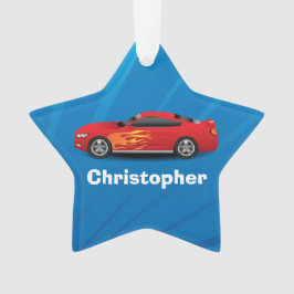 Sportauto's Kinder jongens Helderblauw met rood Ornament