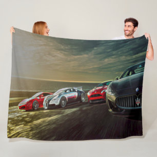 Sportauto's met acryl kunst fleece deken