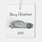 Sportauto's met datums voor kerstmis aanpassen keramisch ornament (Links)