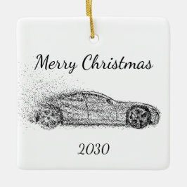 Sportauto's met datums voor kerstmis aanpassen keramisch ornament