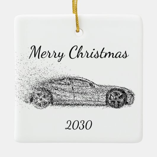 Sportauto's met datums voor kerstmis aanpassen keramisch ornament (Voorkant)