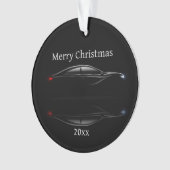 Sportauto's met datums voor kerstmis aanpassen ornament (voorkant)