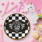 Sportauto's met gecheckte vlaggenstaatdiensten papieren bordje (Feest)