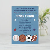 Sportbakken Alle Uitnodiging van het Baby shower v (Staand voorkant)