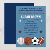 Sportbakken Alle Uitnodiging van het Baby shower v (Voorkant / Achterkant)