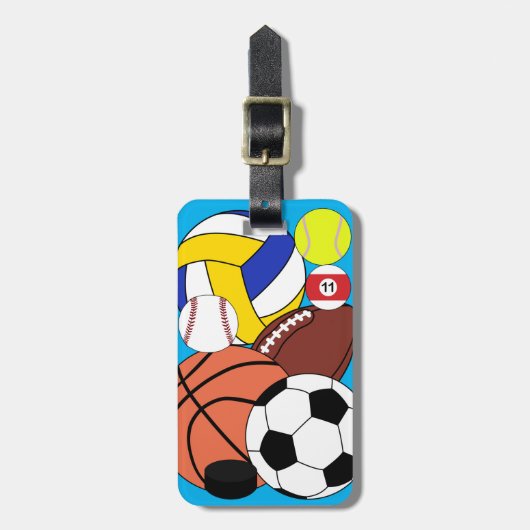 Sportbal Blauw Bagagelabel (Voorkant verticaal)