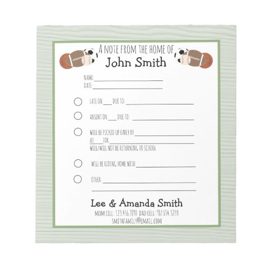 Sportbal School Note: Notitieblok (Voorkant)