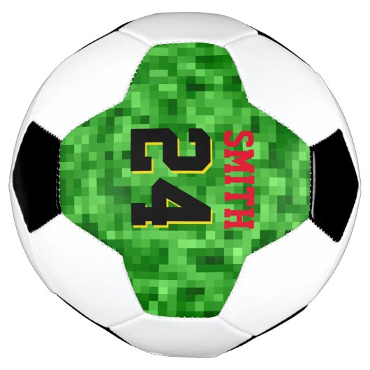 Sportbal Speler NAAM NUMMER Pixilated Grass Fun Voetbal (Gedraaid)