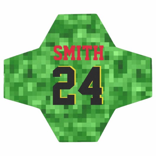 Sportbal Speler NAAM NUMMER Pixilated Grass Fun Voetbal (Enkel)