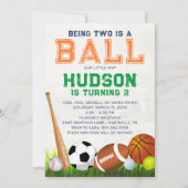 Sportbal Verjaardagsfeest Uitnodiging (Voorkant)