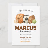 Sportballen Kids Verjaardagsfeest Kaart (Voorkant)