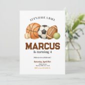 Sportballen Kids Verjaardagsfeest Kaart (Staand voorkant)