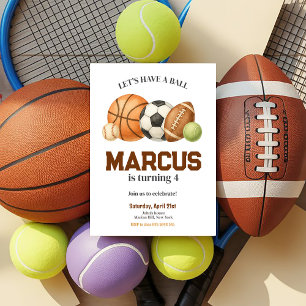 Sportballen Kids Verjaardagsfeest Kaart