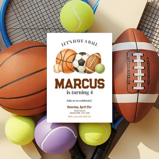 Sportballen Kids Verjaardagsfeest Kaart