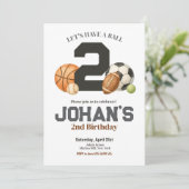 Sportballen Kinder 2e verjaardag Kaart (Staand voorkant)