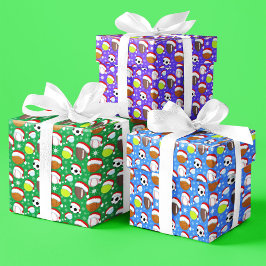 Sportballen met het kerstpatroon van het Pet van d Inpakpapier Vel