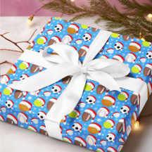 Sportballen met Kerstmannenhoed Kerstmis Blauw