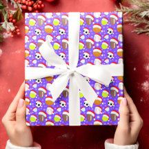 Sportballen met kerstmuts Kerstmis Paars
