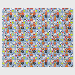 Sportballen Patroon 2.Lblauw BG Cadeaupapier