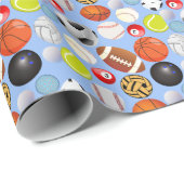 Sportballen Patroon Lblue BG Cadeaupapier (Rol Hoek)