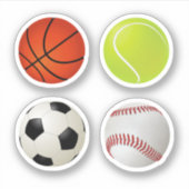 Sportballen Set Basketbal Tennis Voetbal Honkbal Sticker (Voorkant)
