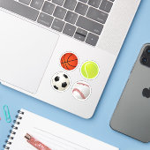 Sportballen Set Basketbal Tennis Voetbal Honkbal Sticker (Laptop met iPhone)