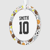 Sportballen Speler Naam Nummer Kinder Plezier Ornament (voorkant)