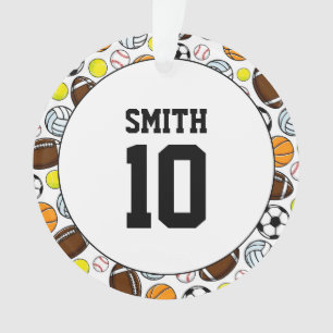 Sportballen Speler Naam Nummer Kinder Plezier Ornament